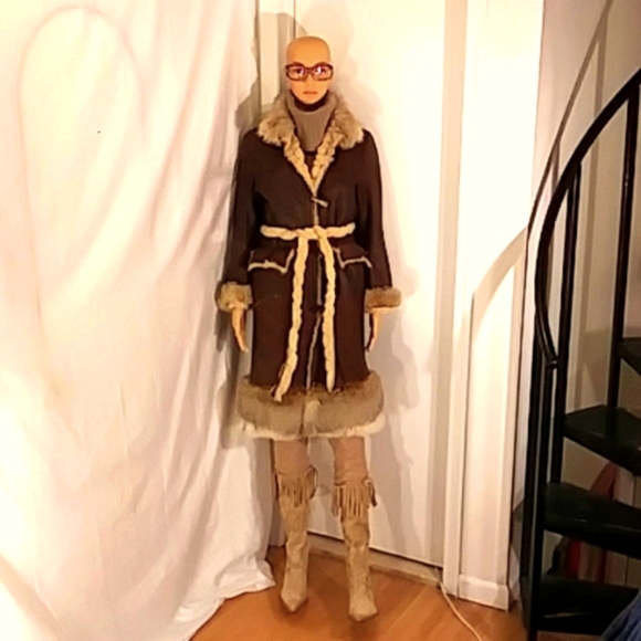 Stunning🔥🔥 Dora Santi Reversible Natural Brown Leather & Tan Genuine Fur Coat. - Picture 3 of 10